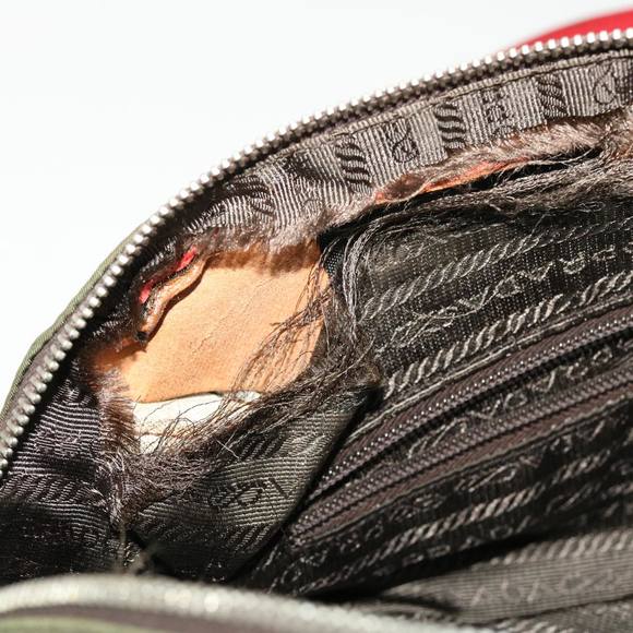 PRADA Hand Bag Nylon Leather Red Green Auth 44987 - Picture 10 of 16